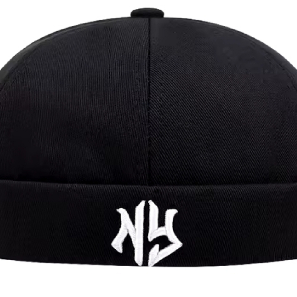 NY Embroidered☆(New York)☆BLACK BRIMLESS HAT☆